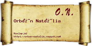 Orbán Natália névjegykártya
